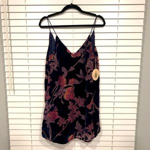 Petite floral velvet cami dress
